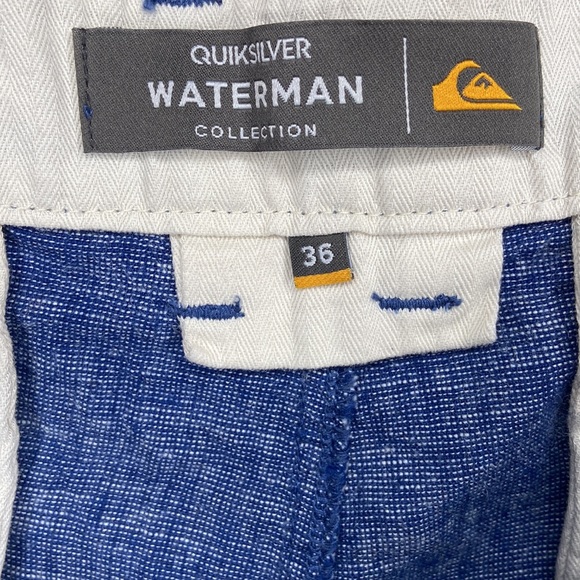 Quicksilver Waterman Collection Men’s Linen Blend Shorts Size 36 blue - Picture 6 of 8
